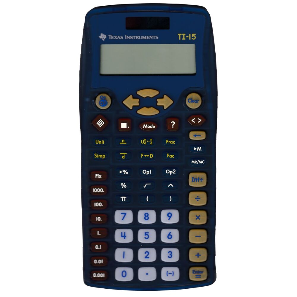 Texas Instruments TI-15 Scientific Calculator Transparent Blue Fractions Math - Picture 3 of 10